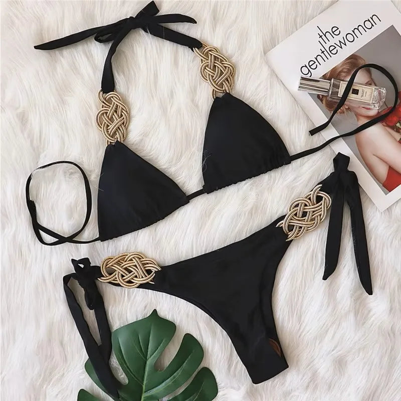 Solid Push Up Bikini Set