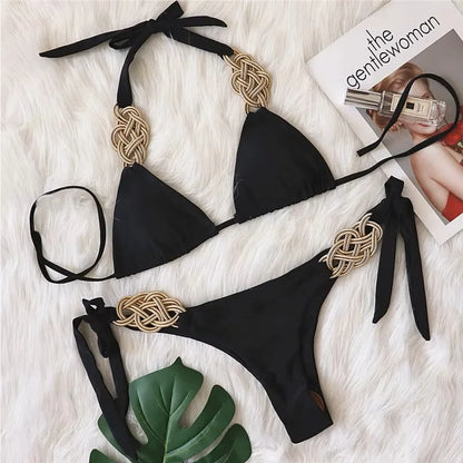 Solid Push Up Bikini Set