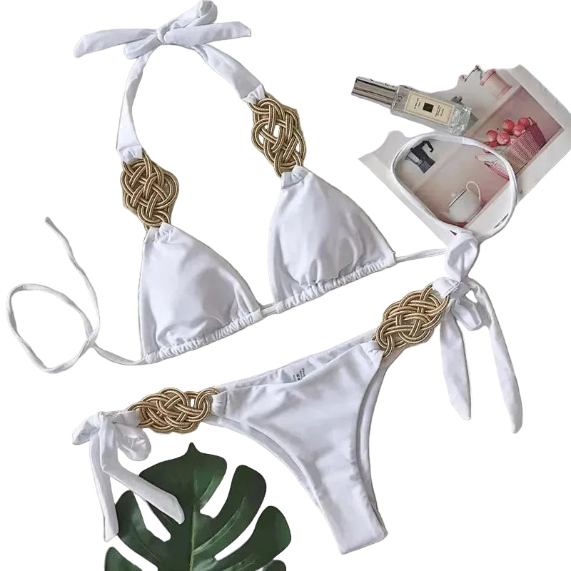 Solid Push Up Bikini Set