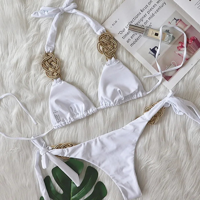 Solid Push Up Bikini Set