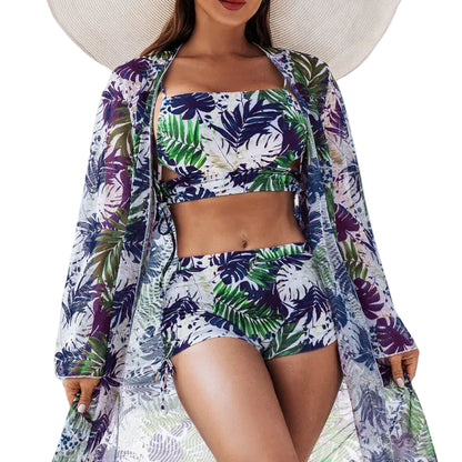 Printed Vest Tankini Set
