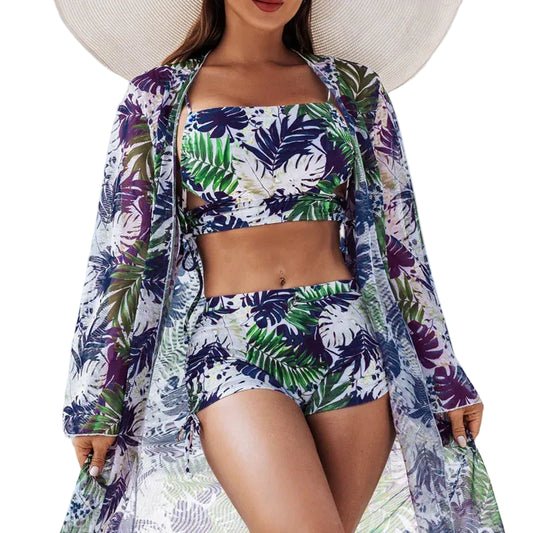 Printed Vest Tankini Set