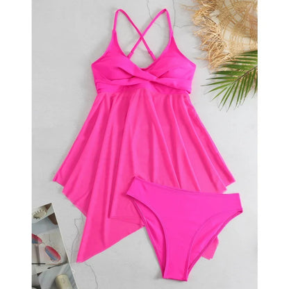 Solid Triangle Tankini Set