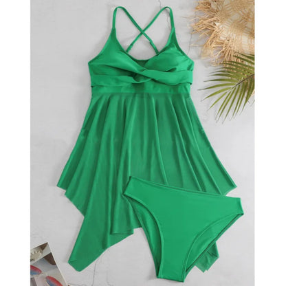 Solid Triangle Tankini Set