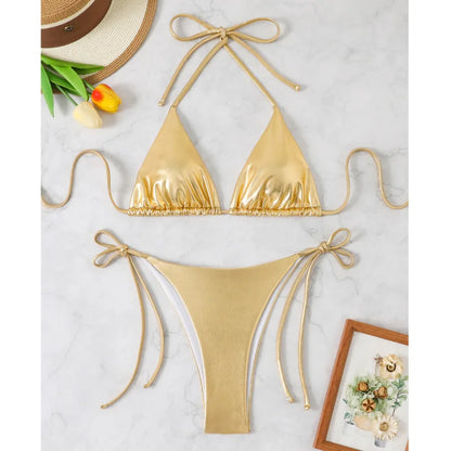 Golden Push Up Bikini Set