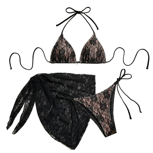 Lace Three Piece Bikini Set
