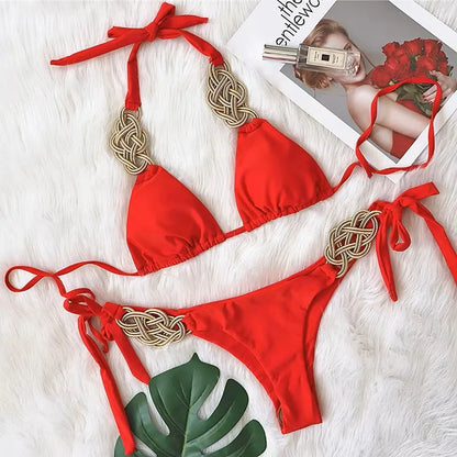 Solid Push Up Bikini Set