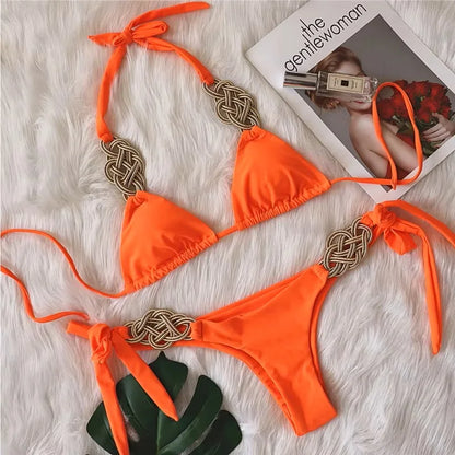 Solid Push Up Bikini Set