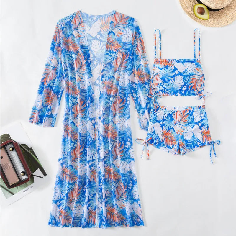 Printed Vest Tankini Set